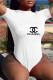White Fashion Sexy Print Backless Swimwears