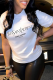 White Fashion Casual Print Patchwork O Neck T-Shirts