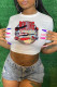 White Fashion Casual Print Basic O Neck T-Shirts