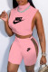 Pink Fashion Sexy Print Patchwork Turtleneck Sleeveless Two Pieces