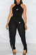 Black Fashion Street Print Tassel O Neck Sleeveless Two Pieces