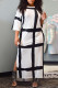 White Fashion Casual Print Slit O Neck Short Sleeve Dress Dresses