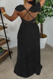 Pink Sexy Solid Hollowed Out V Neck Sleeveless Two Pieces