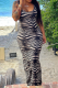 Black Sexy Print Patchwork U Neck Pencil Skirt Dresses