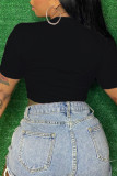 White Fashion Casual Print Basic O Neck T-Shirts
