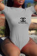Grey Fashion Sexy Print Backless Swimwears