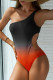 Black Casual Gradual Change Print Hollowed Out Patchwork Swimwears