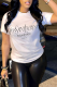 White Fashion Street Print Patchwork O Neck T-Shirts