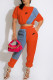 Orange Fashion Sportswear Print Patchwork O Neck Short Sleeve Two Pieces
