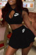 Black Fashion Sportswear Print Patchwork O Neck Sleeveless Two Pieces