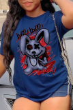 Grey Fashion Vintage Print Patchwork O Neck T-Shirts
