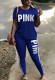 Blue Casual Print Patchwork O Neck Short Sleeve Two Pieces
