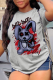 Grey Fashion Vintage Print Patchwork O Neck T-Shirts