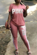 Pink Casual Print Patchwork O Neck Short Sleeve Two Pieces