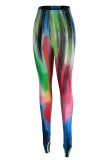 Pink Fashion Casual Print Basic Skinny High Waist Pencil Trousers