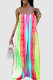 Red Casual Print Pocket Spaghetti Strap Loose Jumpsuits