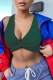 Green Fashion Solid Patchwork V Neck Tops