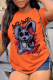 Orange Fashion Vintage Print Patchwork O Neck T-Shirts