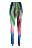 Pink Fashion Casual Print Basic Skinny High Waist Pencil Trousers