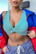 Lake Blue Fashion Solid Patchwork V Neck Tops