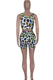 Red Casual Print Patchwork U Neck Sleeveless Two Pieces
