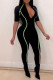 Green Fashion Casual Sportswear Solid Patchwork Zipper Collar Skinny Jumpsuits