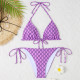 Purple Fashion Sexy Print Bandage Swimwears