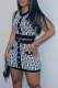 Black Sexy Print Buckle O Neck Sleeveless Two Pieces