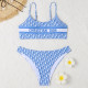Blue Fashion Sexy Print Letter Swimwears