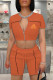 Orange Fashion Casual Print Patchwork O Neck Short Sleeve Two Pieces