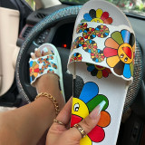 White Casual Living Patchwork Printing Round Comfortable Shoes
