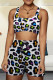 White Casual Print Patchwork U Neck Sleeveless Two Pieces