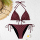 Brown Fashion Sexy Print Bandage Swimwears