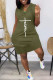Green Fashion Casual Print Patchwork V Neck Sleeveless Dress