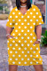 Yellow Casual Print Patchwork V Neck T-shirt Dress Dresses