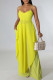 Yellow Casual Solid Patchwork Asymmetrical Spaghetti Strap Sleeveless Two Pieces