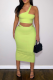 Green Sexy Solid Patchwork One Shoulder Sleeveless Two Pieces