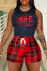 Red Casual Print Patchwork O Neck Two Pieces