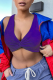 Purple Fashion Solid Patchwork V Neck Tops