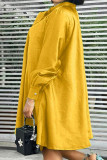 Blue Casual Solid Patchwork O Neck A Line Dresses