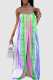 Green Casual Print Pocket Spaghetti Strap Loose Jumpsuits
