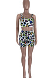 Red Casual Print Patchwork U Neck Sleeveless Two Pieces
