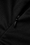 Black Sexy Casual Solid Split Joint Backless Turtleneck Regular Jumpsuits