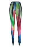 Pink Fashion Casual Print Basic Skinny High Waist Pencil Trousers