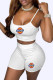 White Fashion Sexy Print Patchwork Spaghetti Strap Sleeveless Two Pieces