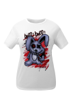 Grey Fashion Vintage Print Patchwork O Neck T-Shirts