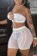 White Fashion Sexy Solid Patchwork Backless Strapless Sleeveless Two Pieces