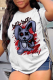 White Fashion Vintage Print Patchwork O Neck T-Shirts
