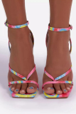 Pink Sexy Street Frenulum Tie-dye Square Out Door Shoes