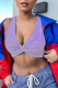 Light Purple Fashion Solid Patchwork V Neck Tops